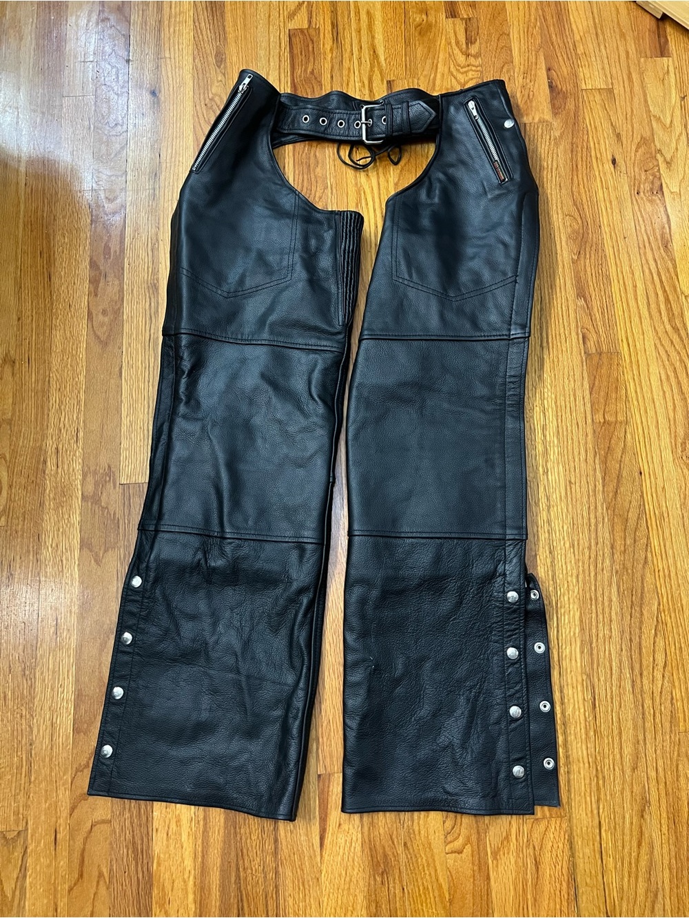 Hot leathers Black Leather Motorcycle Chaps size M women’s
